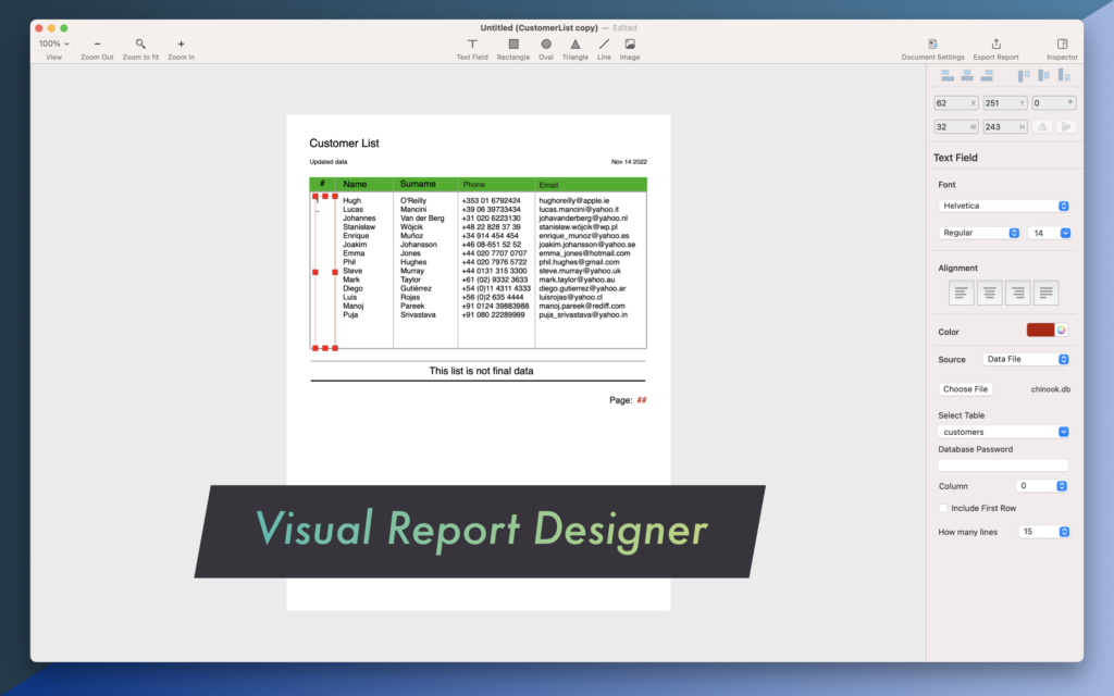 Visual Report Designer